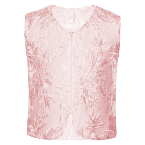 renvena Girls Lace Embroidery Vest V Neck Sleeveless Party Formal Dance Waistcoat with Front Zipper3