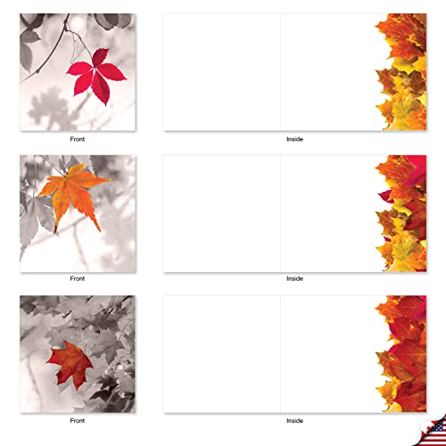 Image of The Best Card Company - 10 Beautiful Note Cards Blank (4 x 5.12 Inch) - Fall and Autumn Season, Boxed Notecard Assortment - Autumn Leaf MQ4629OCB-B1x10