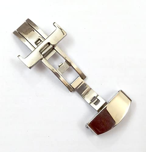 Image of 14mm 16mm 18mm 20mm 22mm Butterfly Push Type Stainless Steel Silver Rose Golden Black Deployment Buckle Clasp Fits Leather Rubber Watch Band Strap