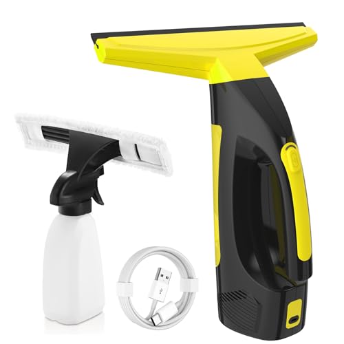 Window Vacuum Squeegee Cordless, Window Vac with Detachable Water Tank and Strong Suction, Electric Window Cleaning Tool for Shower Wall, Mirror, Glass, Car Windshield, Countertop, Tiles
