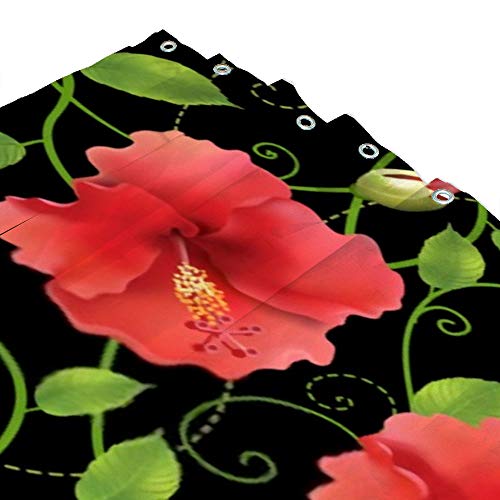 Rideau de douche imperméable fleurs d'hibiscus en tissu polyester 168x183 cm