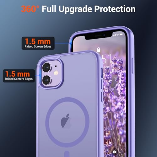 Image of SUPFINE Magnetic for iPhone 12 Mini Case & iPhone 13 Mini Case (Compatible with MagSafe) (Military Grade Drop Protection) Slim Translucent Matte Shockproof Phone Cover,Purple | Magnetic, Slim, Translucent, Matte