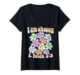 Photo Gallery donna retro christian design fiori bibel bibelvers 1. pietro 2:9 maglietta con collo a v Photo Gallery donna retro christian design fiori bibel bibelvers 1. pietro 2:9 maglietta con collo a v