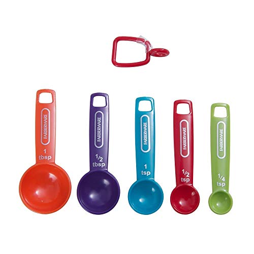 Farberware Colheres de medição profissionais de plástico, conjunto de 5, cores podem variar