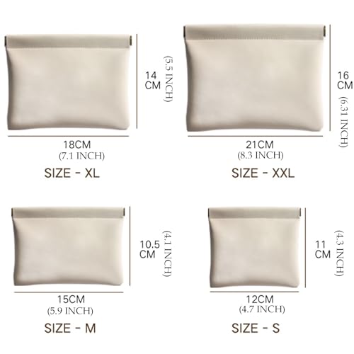 Custom Small Makeup Bag Squeeze Top for Women 2 Pack, Personalized Leather Mini Cosmetic Purse for Travel, Coin Organizer Storage Pouch (Light-grey)3