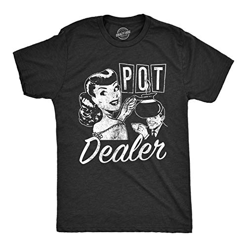 Crazy Dog T-Shirts Mens Pot Dealer Tshirt Funny Coffee Tee Weed Smokers Shirt Caffeine Addicted (Heather Black) - XL