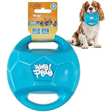 لعبة كرة الكلب ALL FOR PAWS للكلاب الصغيرة والمتوسطة، ألعاب الكلاب لشد الحبل والجلب، لعبة جلب بمقابض وصوت ضحك، أزرق