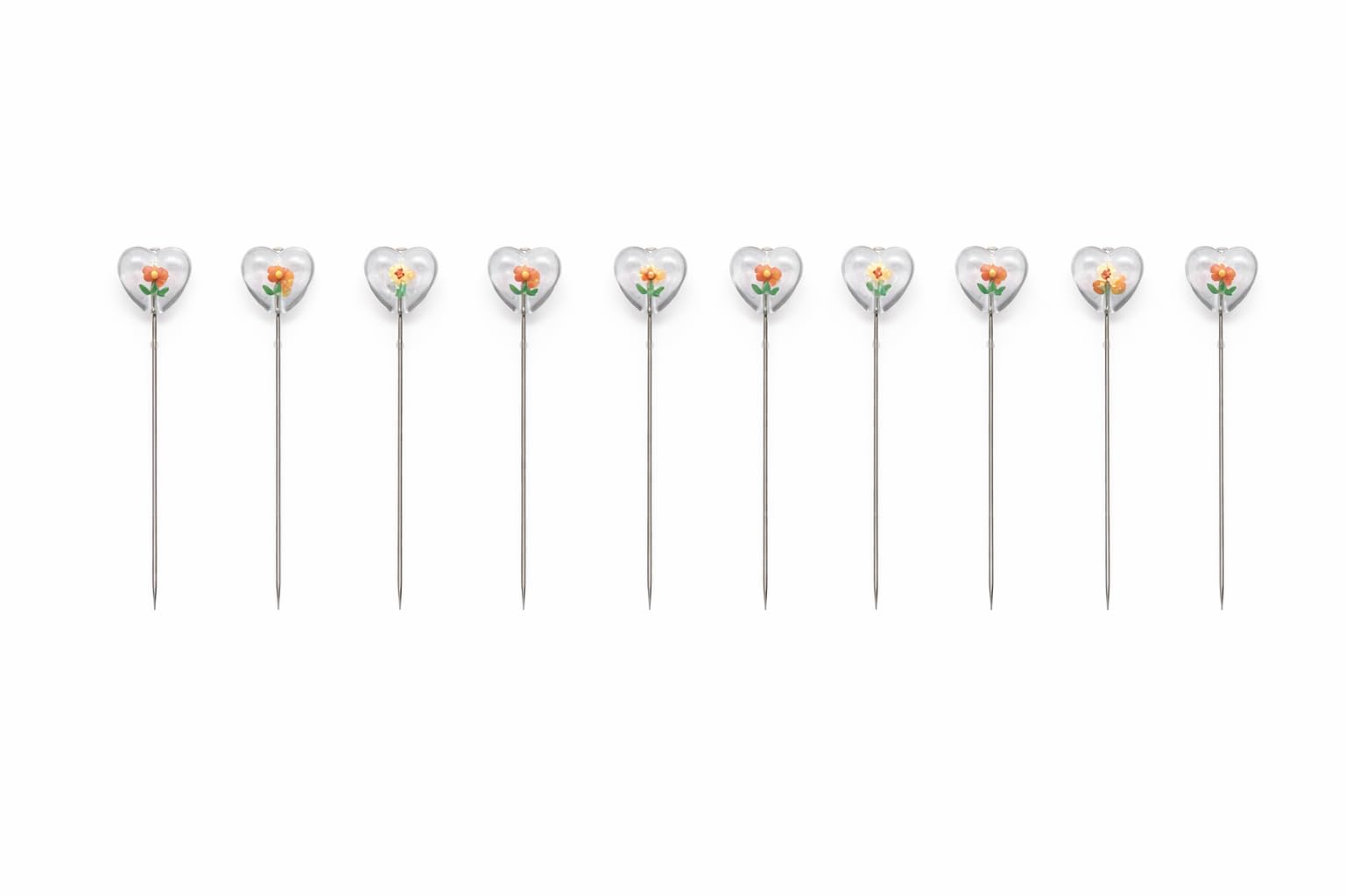 pmw Floral Hijab Pins Set – Heart Shape Resin Head Straight Pins for Women, Decorative Scarf Pins with Cute Flower Design (Multicolor) - Random Model-picture-32