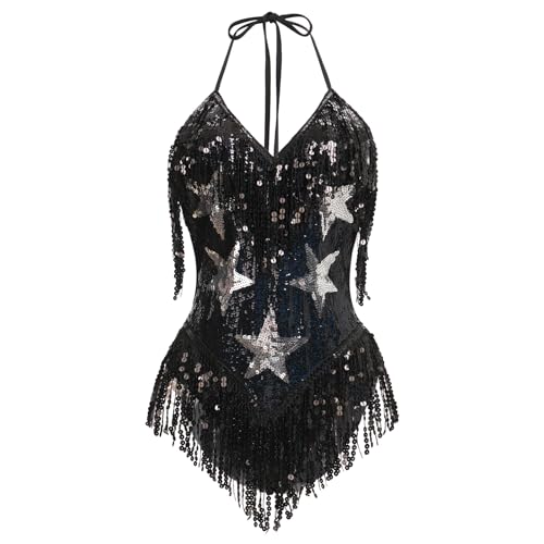 Amazon.com: IMEKIS Rave Outfits for Women: Fringe Sparkle Stars
