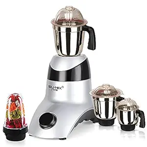 Su-mix ORNBMA21 750Watts Mixer Juicer Grinder with 4 Jars (1 Large Bullets Jar, 1 Liquid Blending Jar, 1 Dry Grinding Jar and 1 Chutney Jar) - Black