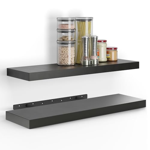 BATODA Set of 2 24" Acacia Floating Shelves Wall Mounted for Bath...
