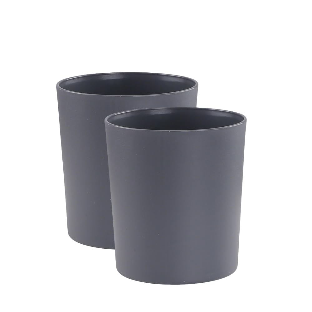 2 Kits Grey Plant Pot With Saucers for Indoor/Outdoor Plastic Flower Seedling Pot 9.1 * 9.9cm Flower Pots For Cactus Succulent Plants