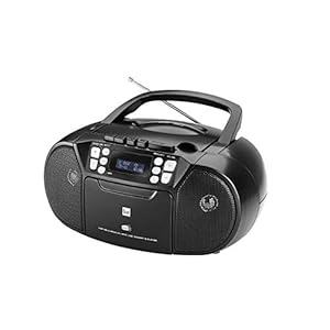 Dual, 75961, DAB-P AA8210 cassetteradio met CD -DAB(+)/FM-radio – Boombox – CD-speler stereo luidspreker – USB-poort – AUX-ingang – net- / batterijvoeding – draagbaar zwart
