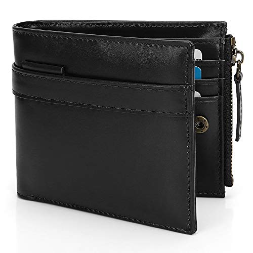 Carteras para Hombre, Monedero Billetera Hombre con Gran Capacidad y RFID Bloqueo,Carteras Hombre Cuero con 14 Ranuras 1 ID 2 Bolsillos de Dinero 1 Bolsillo Cremallera para Monedas y Llaves