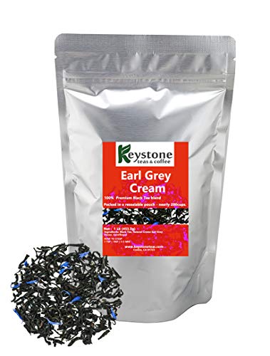 Earl Grey Cream - Loose Leaf Tea, Natural Ingredients: Assam Black tea, Corn flower and natural Earl grey cream flavor-16 Oz (200 Cups) (1 Lb)
