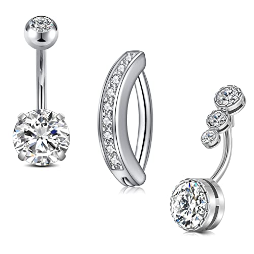 MODRSA Belly Button Ring Belly Rings for Women Belly Button Rings Surgical Steel Clicker Belly Piercing Jewelry Silver by MODRSA - Used condition - US$6.96