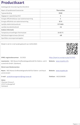 Thermoflow DS30 Warmwasserspeicher 30 Liter druckfest| steckerfertig| Warmwasserbereiter bis 75 °C | G 1/2“ Anschluss | Warmwasserbereiter für Küche, Waschtisch, Dusche oder Badewanne