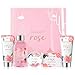 BODY & EARTH Geschenkbox f&uuml;r Frauen-5 tlg. Rose Geschenkset Frauen, Duschgel, K&ouml;rperbutter, Handcreme, Bodylotion, Geburtstagsgeschenk, Geschenke f&uuml;r Freundin, Valentinstagsgeschenke