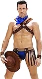 Sipumia Mens Cowboy Boy Cosplay Costume Tuxedo Sexy Lingerie Set Role Play Uniform Gay Bar Nightclub Outfit Brown RoyalBlue
