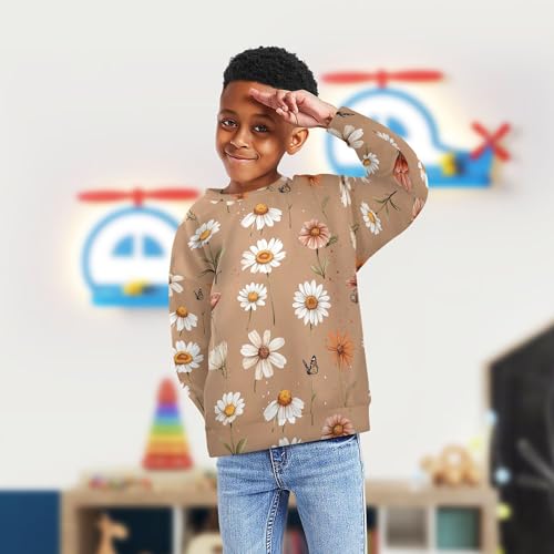 JUNZAN Chic Daisy Terracotta Little Boys Sweatshirt Hoodie Fleece Kids Pullover Hoodie Sports 4T4