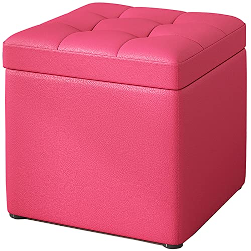 Pouf de rangement petit format cube cuir capitonné chambre