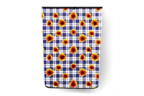 Image of Stylista Top Load Fully Automatic Washing Machine Cover Compatible for IFB 8 kg, 8.5 kg, 9 kg & 9.5 kg, Gingham Floral Pattern Blue
