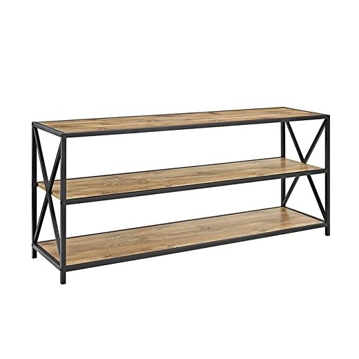 Walker Edison 2 Shelf Industrial Wood Metal Bookcase Tall Bookshelf Storage Home Office, 60 Inch, Barnwood