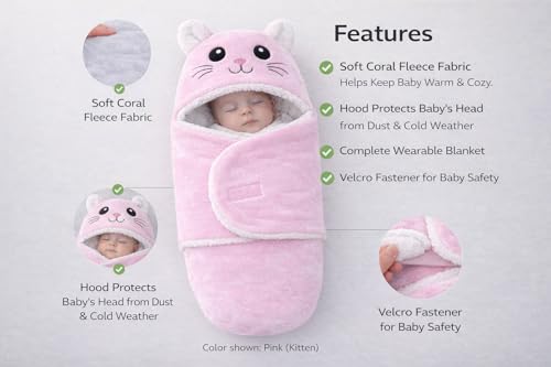 Image of BRANDONN Baby Blanket Newborn Combo Gift Pack of Swaddle Wrapper, 0-9 Months, Length 68 cm x Width 68 cm, Pack of 2 Pcs.
