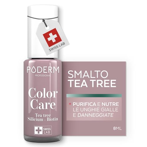 PODERM - MICOSI DELLE UNGHIE | Smalto colorato TEA TREE | Prevenzione e trattamento delle unghie gialle/danneggiate dalla MICOSI | TRATTAMENTO E COLORE | Mani/Piedi | Swiss Made
