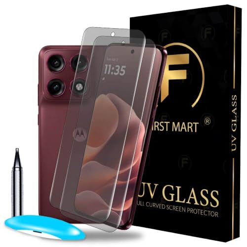 Image of FIRST MART Matte UV Tempered Glass for Motorola Edge 70 Pro Plus, 2 Pack | Anti-Glare Curved Screen Protector, 9H Scratch Resistant, Fingerprint Compatible, Case-Friendly