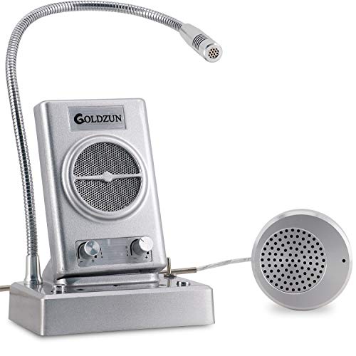 Best Cyber Monday 🔥 Goldzun EN-5008 Window Intercom System for Business, Dual-Way Window Speaker System Used in Bank, Counter, Store, and Restaurant, Premium Aluminum Alloy (Silver)