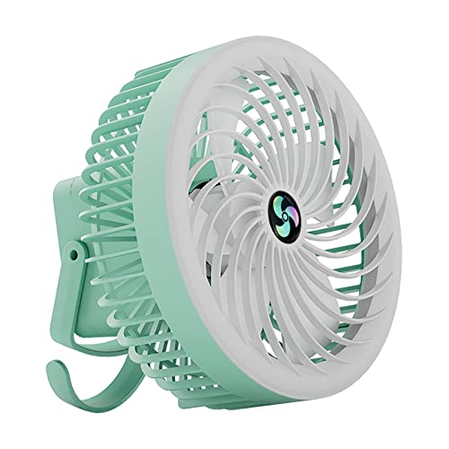 Ventilador de escritorio USB portátil para camping y noches de oficina con luz LED nocturna