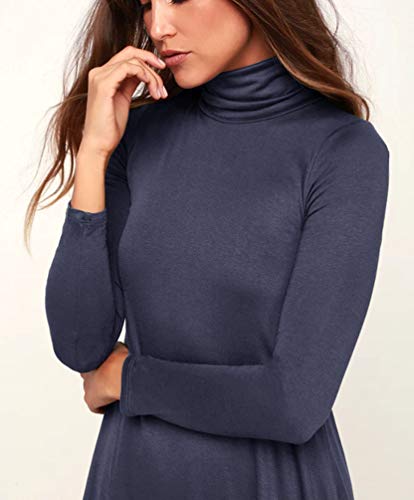 Image of KEEDONE Women's Long Sleeve Turtleneck Casual Loose T-Shirt Dresses
