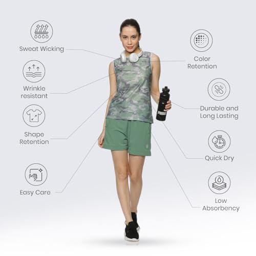 Image of DOMIN8 Women's Breathable Camouflage Tank Top | Stylish Tshirts for Women | Soft & Comfortable Tshirts for Women | Regular Tshirt for Gym, Running