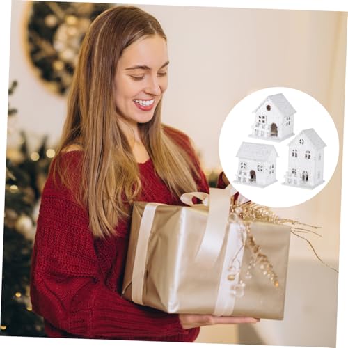 Casitas de madera navideñas LED, el regalo perfecto de decoración festiva para hogar y oficina 5