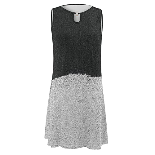 Kcocoo Women's Casual Loose Sundress Long Dress Sleeveless Maxi Dresses Summer Beach Dress V Neck With Hole Cocktail Sundress(Black#03,M) #TOP2