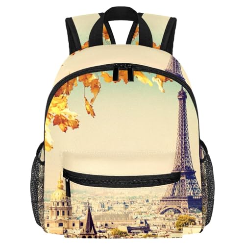 Petit sac à dos léger Paris Tour Eiffel compact avec double poche bouteille latérale