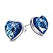Valentines Day Gifts for Women NEEMODA Sapphire Blue Crystal Stud Earrings for Women Heart Fashion Jewelry Gifts for Her Birthday Anniversary Valentines Day