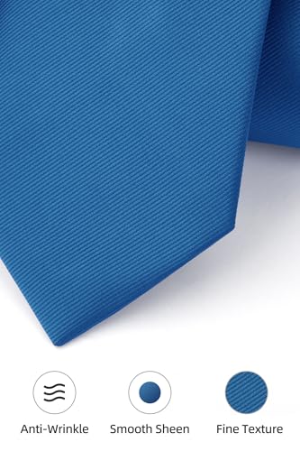 Image of HISDERN Mens Ties Solid Color Ties for Men Formal Necktie with Pocket Square Set Satin Silk Neck Tie Handkerchiefs Set
