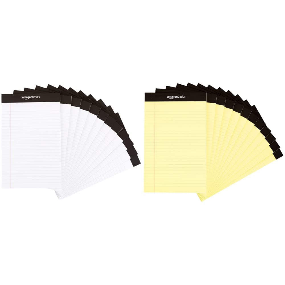 AmazonBasics Narrow Ruled 5 x 8Inch Writing Pad White (50 sheets per pad, 12 pack) Narrow