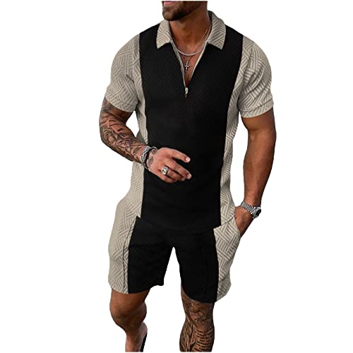 Pantalones Cortos de Hombre con Estampado 3D + Conjuntos de Camisetas Pantalones Cortos de Playa Casuales Traje de Pantalones Cortos Divertidos de Verano 4XL Negro Cover