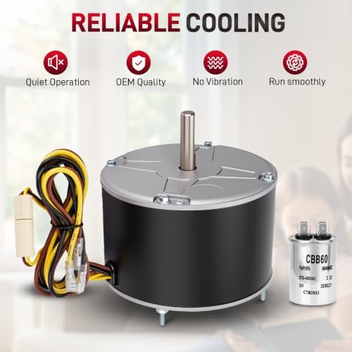 5KCP39BGS069S Condenser Fan Motor with Capacitor 208-230V 0.75A 1/10HP 60HZ 1100RPM 48 Frame Compatible with Carrier HC33GE233 HC33GE233A HC34GE234 Genteq 5KCP39BGY824S Dayton 6DLL7 Fasco 3S001 3907 — view 4