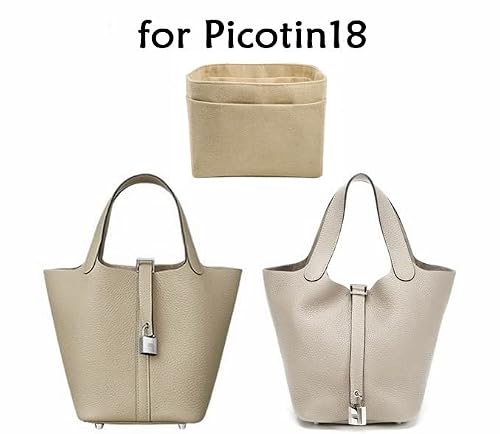 Purse Organizer Insert For Picotin 18 Bag Handbag, Fabric, Lightweight, Fits Perfectly, Sturdy, Hand Wash, Keep Its Shape Gift Ideas For Women (Light Beige Spc18) #TOP1