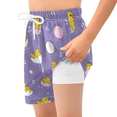 Bolaz Toddler Boys Swimwear Swim Trunks with Compression Liner 4T Duck Egg Purple2