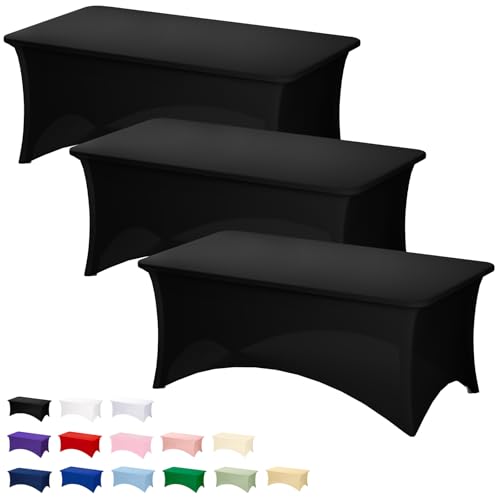 Fixwal 3 Pack Black Table Cloth for 6FT Rectangle...