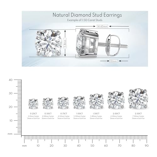 1/5 to 2 Carat TW Natural Real Diamond Solitaire Studs Earrings Available in 14K White and Yellow Gold with Secure Screw Back for Women and Men (Color J-K, Clarity I1-I2)4