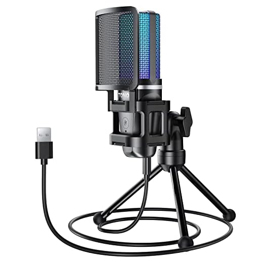 TONOR RGB Micro PC Gaming, USB Microphone Condensateur Professionnel Mic pour Streaming Podcast Enregistrement Singing Youtube Discord Gamer Chant Stream Voix-Off pour Ordinateur Laptop TC777 Pro