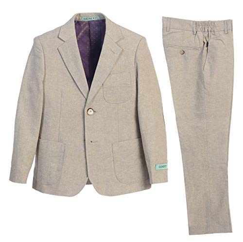 Gioberti Boy's Linen Suit Set Jacket And Dress Pants, Stone, Size 18 #TOP7