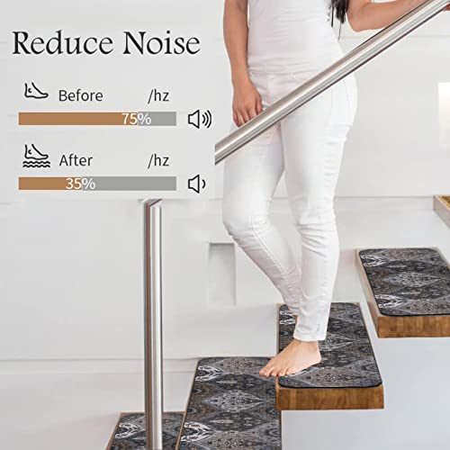 Ojia Extra Non-Slip Carpet Stair Treads For Wooden Steps, 30"X8" Rubber Indoor Stair Runner Slip Resistant Stair Rugs Safety Mats For Dogs, Kids & Elders, Stairway Grip Step Treads #TOP6