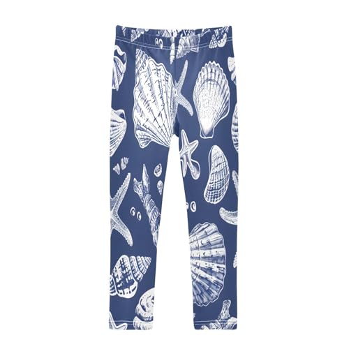 Bolaz Toddler Girls Leggings Printed Yoga Pants Leggings Whiye Shells Starfish for Kids